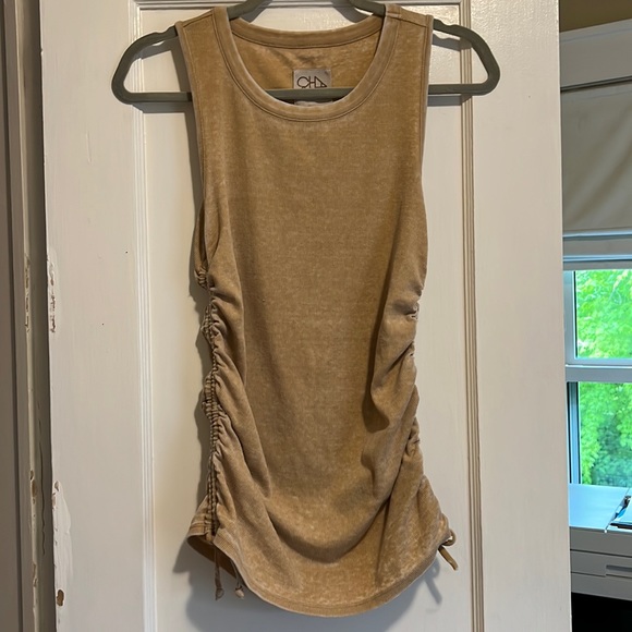 CHASER - beige muscle tank top with ruched detail size small - Picture 4 of 14